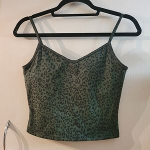 Gap Fit Dark Green Leopard Print Tank